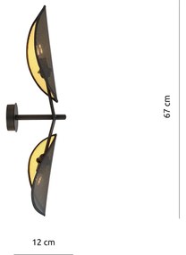 Euluna Applique Vene, nero/oro, 2 luci