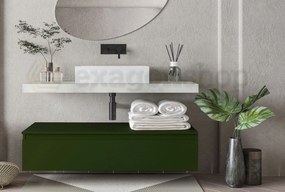 Mobile bagno grigio verde opaco 120x50 Oasy un cassetto con top e lavabo rettangolare da appoggio