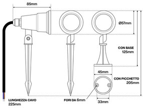 Faretto LED con Picchetto 5W Orientabile Colore Bianco Caldo 3.000K