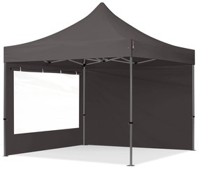 TOOLPORT 3x3m gazebo pieghevole con laterali (finestre panoramiche), PREMIUM acciaio, grigio scuro - (600023)