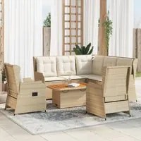 Set Divani da Giardino 6 pz con Cuscini in Polyrattan Beige 3262470