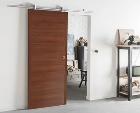 Porta scorrevole reversibile Rustic in mdf marrone, L 93 x H 212 cm, con binario Ermes