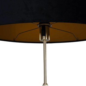 Lampada da terra oro con paralume ovale in velluto nero 50 cm - Parte