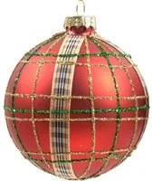 Pallina di Natale tartan in vetro, 10 cm