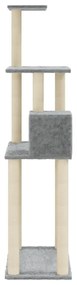 Albero per gatti con tiragraffi in sisal grigio chiaro 147 cm