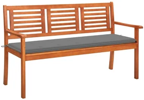Panchina da giardino 3 posti e cuscino 150cm massello eucalipto