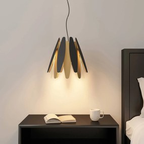 Lucande Lounit lampada sospensione nero-oro 1 luce