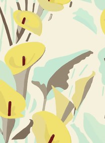 Florale Tapete Arum von Elitis - Türkis/ Gelb
