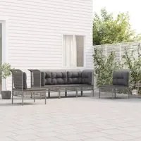 Set Divani da Giardino 5 pz con Cuscini in Polyrattan Grigiocod mxl 76680