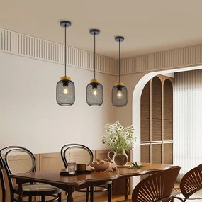 Brilagi - Lampada a sospensione con cavo BASKLITE 1xE27/15W/230V legno di caucciù/nero