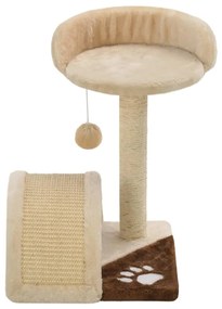 Albero per Gatti con Tiragraffi in Sisal 40cm Beige e Marrone