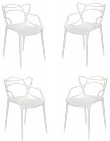 Sedia per casa giardino impilabile - MARK curve Bianco 4 sedie