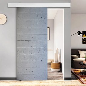 Porta scorrevole Cemento in mdf grigio, L 88 x H 215 cm, con binario Atelier bianco Sinistra