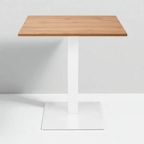 Tavolo bar ristorante 70x70 cm base bianca piano laminato Rovere H 75