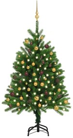 Albero di Natale Preilluminato con Palline Verde, Albero di Natale Preilluminato con Palline Verde 120 cm II