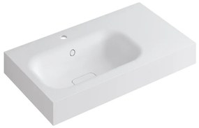 Lavabo integrale rettangolare vasca a sinistra L 80.5 x H 15 x P 46 cm in resina bianco