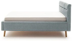 Letto matrimoniale imbottito blu polveroso con contenitore con rete inclusa 140x200 cm Lotte – Meise Möbel