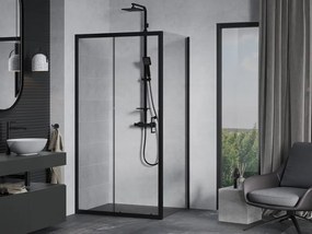 Mexen Apia cabina doccia scorrevole 100 x 80 cm, trasparente, nero - 840-100-080-70-00