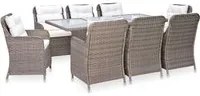 Set da Pranzo da Giardino 9 pz con Cuscini Polyrattan Marrone 3057797