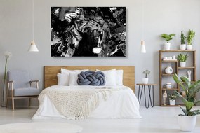 Quadro su tela – Testa di leone in bianco e nero