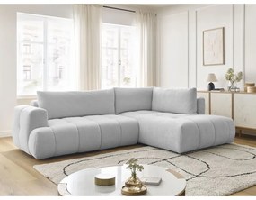 Divano angolare grigio chiaro allungabile e con contenitore (penisola a destra/a L) Fuji – Bobochic Paris