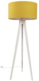 Lampada da terra treppiede bianca con paralume in tessuto giallo 50 cm - Tripod Classic