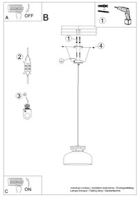 Sollux SL.1351 - Lampadario a sospensione con filo MARION 1xE27/15W/230V diametro 29,5 cm nero