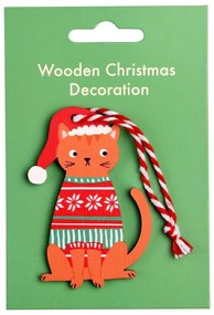Decorazione per albero di natale in legno 5 cm Ginger Cat – Rex London