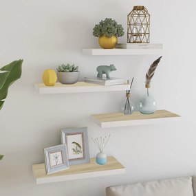 Scaffali A Parete 4 Pz Rovere E Bianco 60x23,5x3,8 Cm İn Mdf /
