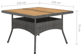 Set Mobili da Pranzo da Giardino 9 pz Polyrattan Acacia Grigio