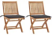 Sedie da Giardino 2 pz con Cuscini Antracite Massello di Teak 3062433