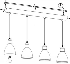 Eglo 49466 - Lampadario PRIDDY 4xE27/60W/230V