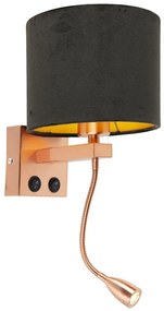 Applique moderna in rame con paralume in velluto nero - Brescia