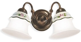 Applique Classica Ferrara Metallo E Ceramica Nero Sfumato Rame 2 Luci E14