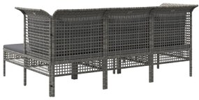 Set Divani da Giardino 5 pz con Cuscini in Polyrattan Grigio