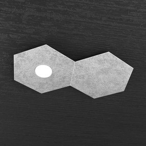 Plafoniera Industrial-Minimal 2 Moduli Hexagon Metallo Foglia Argento Led 12W