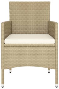 Set Bistrot da Giardino 5 pz Polyrattan e Vetro Temperato Beige