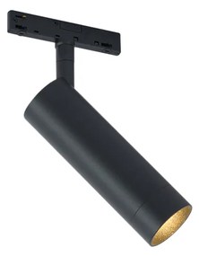 Faretto moderno nero per sistema a binario monofase GU10 35mm - Slimline Uzzy