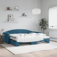 Divano Letto Estraibile con Materassi Blu 90x200 cm Velluto 3197324