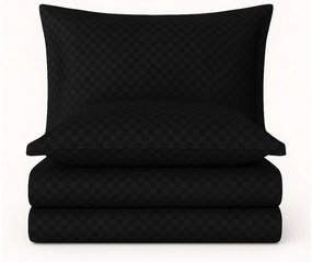 Set copripiumino e federa nero in cotone renforcé per letto matrimoniale ed esteso 240x220 cm Checkered – Mila Home Luxury