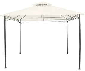 Gazebo 3x3 Doppio Tetto In Acciaio Antivento Struttura Moka Telo Beige