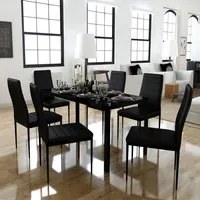 Set Tavolo da Pranzo 7 Pezzi Nero cod mxl 20299