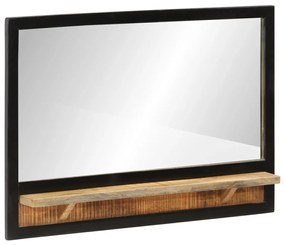 Specchio Con Ripiano 80x8x55 Cm Vetro E Legno Massello Di Mango /