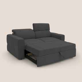 Kronos Divano con pouf estraibile poggiapiedi e poggiatesta reclinabili in morbida microfibra impermeabile T11 nero