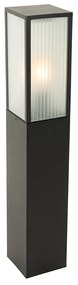 Lampada da terra per esterni nera con vetro rigato 80 cm IP44 - Charlois