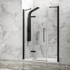 Kamalu - porta doccia 150cm battente e 2 fissi colore nero | kt6000n