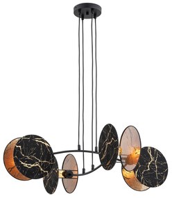 Lampada A Sospensione 4 Luci Moderna Nut In Acciaio Effetto Marmo Nero