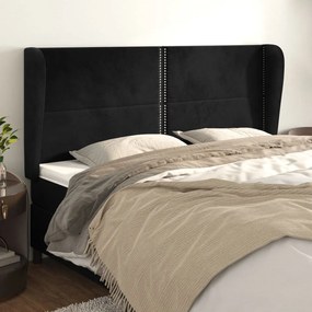 Testiera Ad Orecchio Nera 183x23x118/128 Cm İn Velluto /