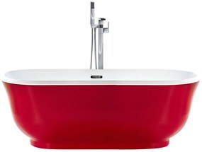 Vasca da bagno freestanding acrilico rosso 170 x 77 cm TESORO Beliani