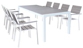 LOIS - set tavolo in alluminio cm 162/242 x 100 x 74 h con 8 poltrone Xanthus